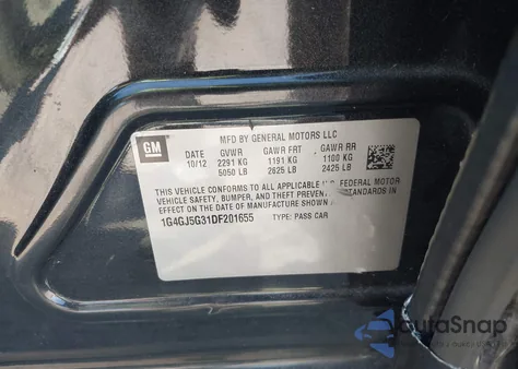 2013 Buick Lacrosse Touring Group z USA, uszkodzony, nr VIN 1G4GJ5G31DF201655